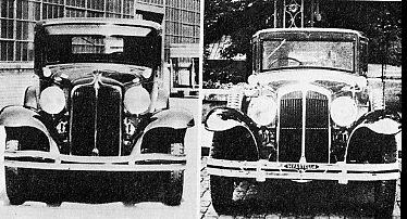 A gauche, une Chrysler de 1931, à droite une Reinastella de 1932...