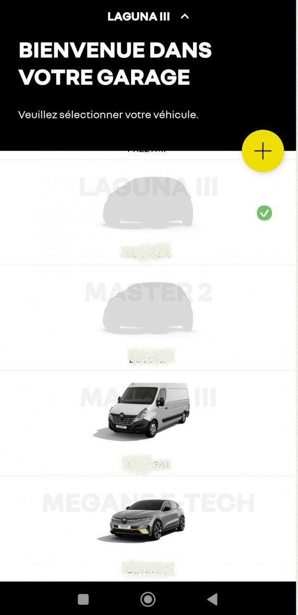 Visualisation du garage dans my Renault