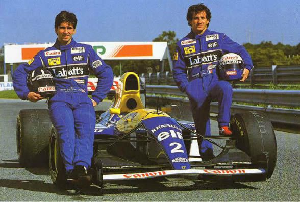 Alain Prost et Damon Hill devant leur Williams-Renault