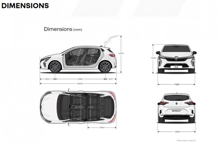 Dimensions nouvelle Renault Clio 2023