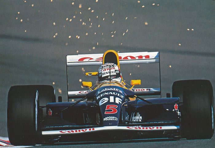 Nigel Mansell au volant de sa Williams-Renault en 1992